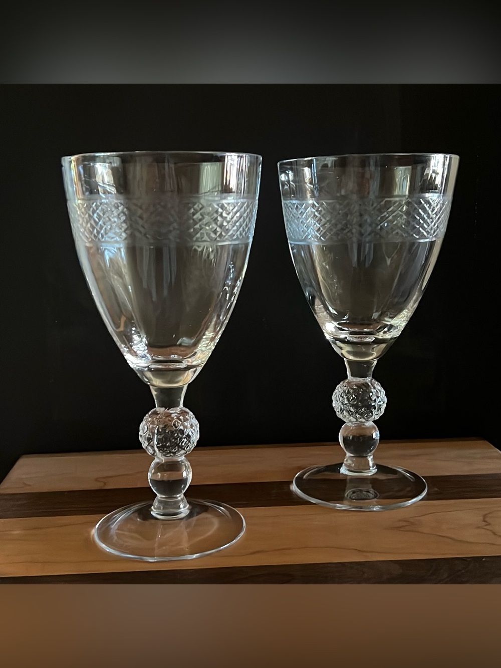 Vintage Home Essentials & Beyond Crystal Clear Eton Pattern Wine Glass Goblets